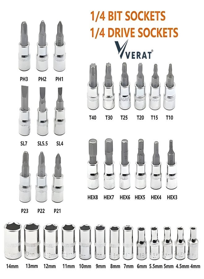 VERAT طقم أدوات يدوية من فولاذ الكروم والفاناديوم من فيرات، 46 في 1 - مجموعة مفاتيح ربط متعددة الأغراض مع مجموعة مقابس دقيقة - Image 3